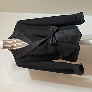 De Laru Black Jacket with Satin Collar, Cuffs & Bow Detail Size 12